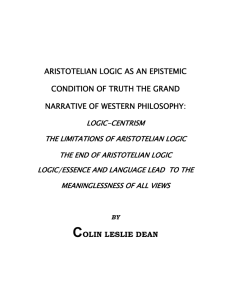 aristotelian logic as an epistemic condition of truth the grand