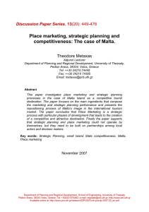 Place marketing, strategic planning and competitiveness: The case