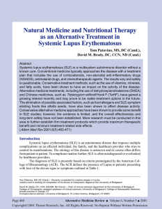 Natural Medicine and Nutritional Therapy as an Alternative
