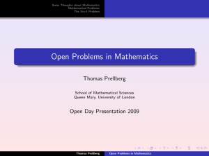 Open Problems in Mathematics - School of Mathematical Sciences
