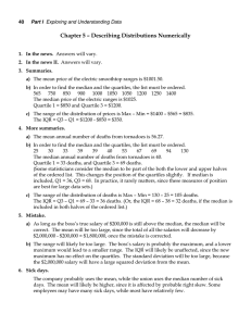 Chapter 5 – Describing Distributions Numerically