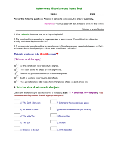 Astronomy Miscellaneous Items Test