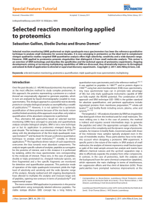 Selected reaction monitoring applied to proteomics