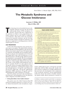 The Metabolic Syndrome and Glucose Intolerance