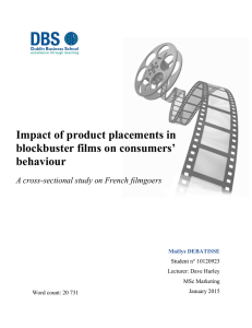 Impact of product placements in blockbuster films on consumers