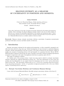 Shannon entropy as a measure of uncertainty in positions and
