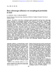 Beta adrenergic influence on oesophageal peristalsis