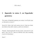 1 Appendix to notes 2, on Hyperbolic geometry: