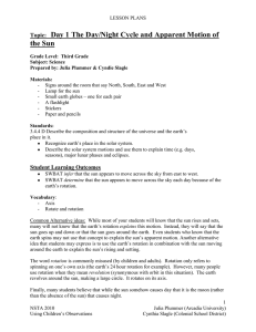 Topic: Day 1 The Day/Night Cycle and Apparent