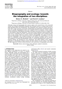 Biogeography and ecology: towards the integration of two disciplines