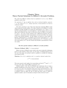 Chapter Three Three Partial Solutions to Hilbert`s Seventh Problem.