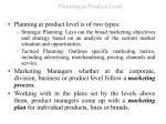 Planning at Product Level