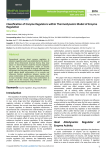 Classification of Enzyme Regulators within Thermodynamic Model