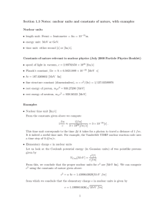 nuclear units and constants of nature, with examples