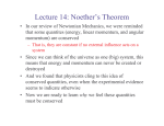 Lecture 14: Noether`s Theorem