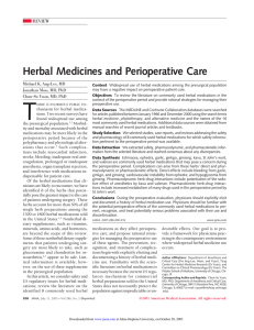 Herbal Medicines and Perioperative Care