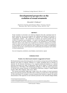 Developmental perspective on the evolution of sexual ornaments