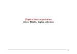 Physical data organization Disks, blocks, tuples, schemas