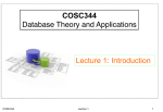 COSC344 Database Theory and Applications Lecture 1: Introduction