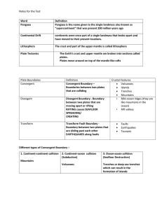 Notes for the Test Word Definition Pangaea Pangaea is the name