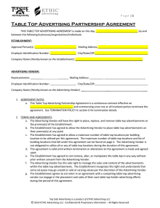 Table Top Advertising Partnership Agreement