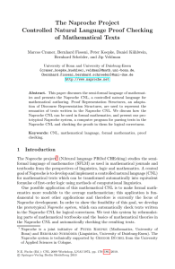 The Naproche Project Controlled Natural Language Proof Checking