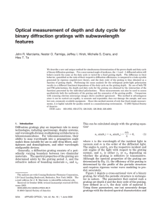Optical measurement of depth and duty cycle for