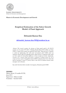 Empirical Estimation of the Solow Growth Model: A Panel Approach