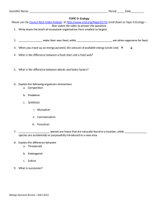 Ecology Video Guide Sheet