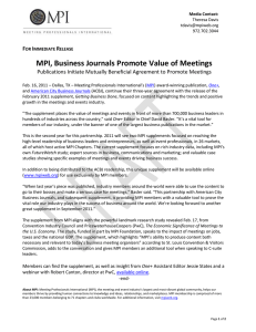 MPI, Business Journals Promote Value of Meetings