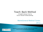 Teach-Back Method A Health Literacy Tool to Ensure Patient