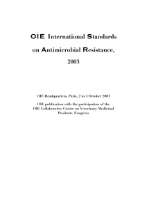 OIE International Standards on Antimicrobial Resistance, 2003