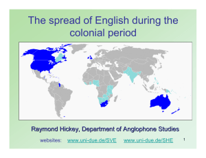 The spread of English during the colonial period