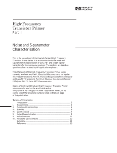 High-Frequency Transistor Primer Noise and S