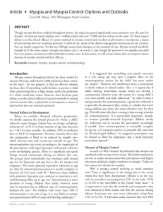 Myopia and Myopia Control: Options and Outlooks