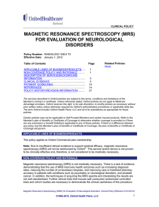 Magnetic Resonance Spectroscopy (MRS)