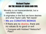 Richard Taylor: ON THE ORIGIN OF GOOD AND EVIL