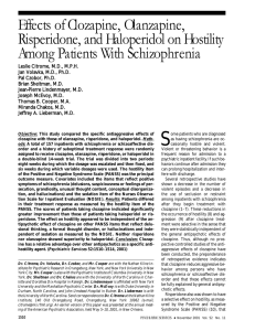 Effects of Clozapine, Olanzapine, Risperidone, and Haloperidol on