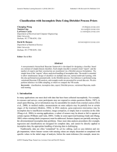 Classification with Incomplete Data Using Dirichlet Process Priors