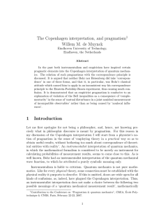 The Copenhagen interpretation, and pragmatism1 Willem M. de