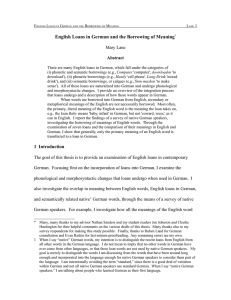 English Loans in German and the Borrowing of Meaning*