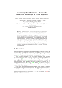 Reasoning about Complex Actions with Incomplete Knowledge: A