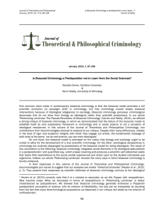 96 Is Biosocial Criminology a Predisposition not to Learn from the