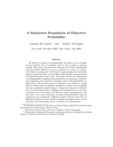 A Subjective Foundation of Objective Probability