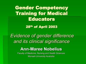 Evidence of Gender Difference - Faculty of Medicine, Nursing and