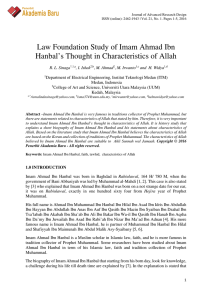 Akademia Baru Law Foundation Study of Imam Ahmad Ibn Hanbal`s