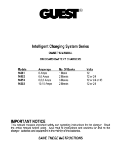 Intelligent Charging System Series IMPORTANT NOTICE