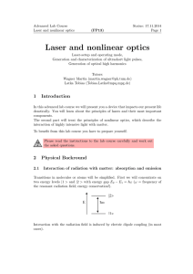 Laser and nonlinear optics