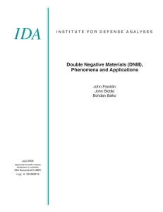 Double Negative Materials (DNM) - Institute for Defense Analyses