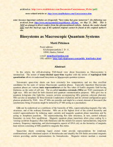 Biosystems as Macroscopic Quantum Systems